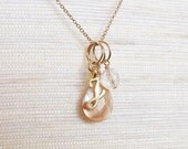 Personalized Initial Gold Filled Interchangeable Pink Mother of Pearl Charm Necklace - Bridesmaid Necklace