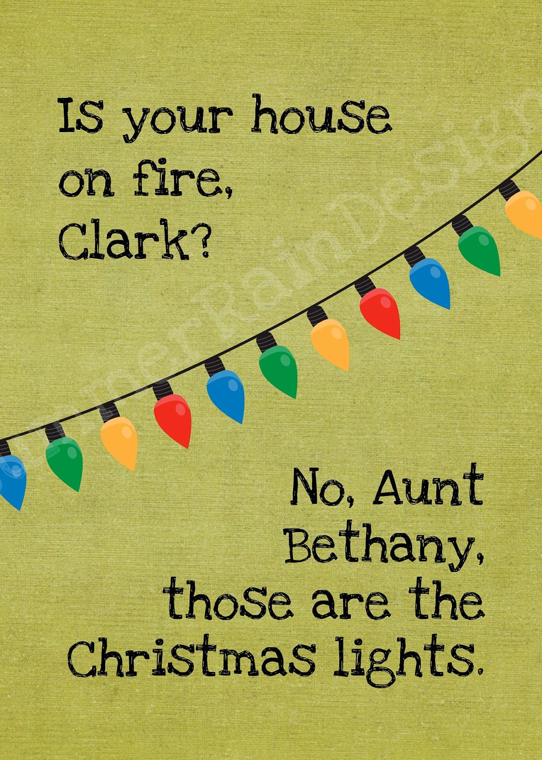 40% OFF SALE Christmas Vacation quote print - is your house on fire, clark - Clark Griswold - green 5x7
