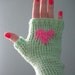 Spring green and pink heart design fingerless gloves size SMALL.