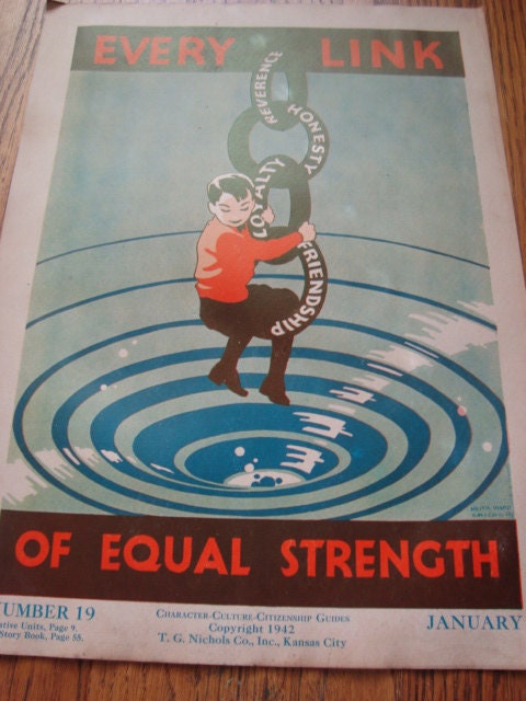 vintage character education poster Every Link of Equal Strength