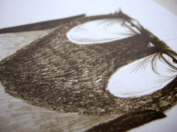 Owl Tired Print A5 Sepia