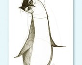 Owl Curious Print A5 Sepia from original illustration
