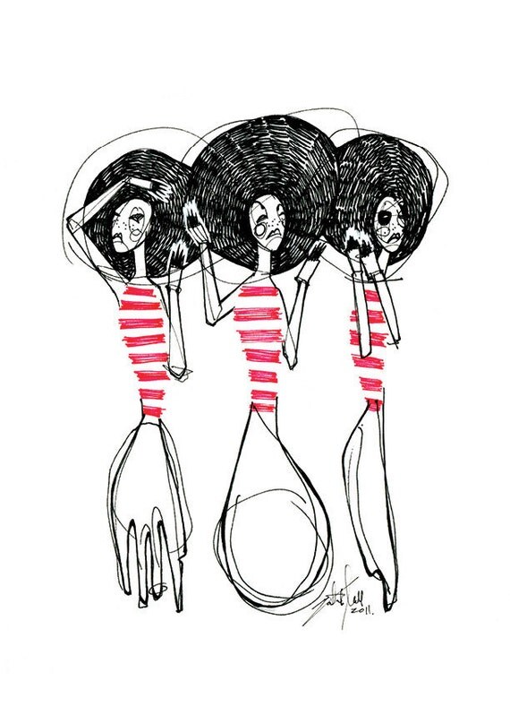 Cutlery Three Sisters A5 Print Kitchen