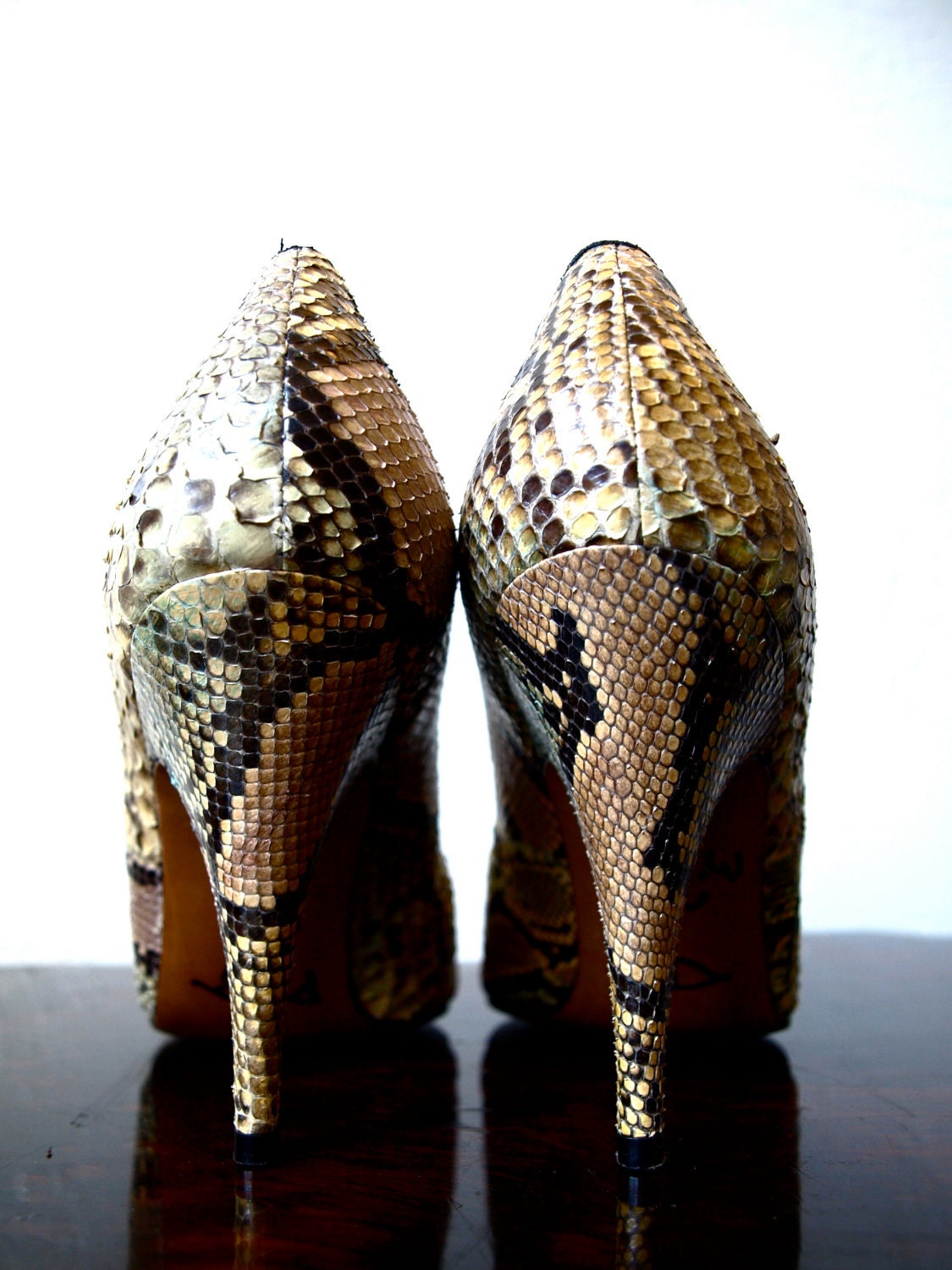 Rare Vintage LANVIN PARIS Python Snake Stiletto Pump 3.75" Heel Size 6.5 / 7