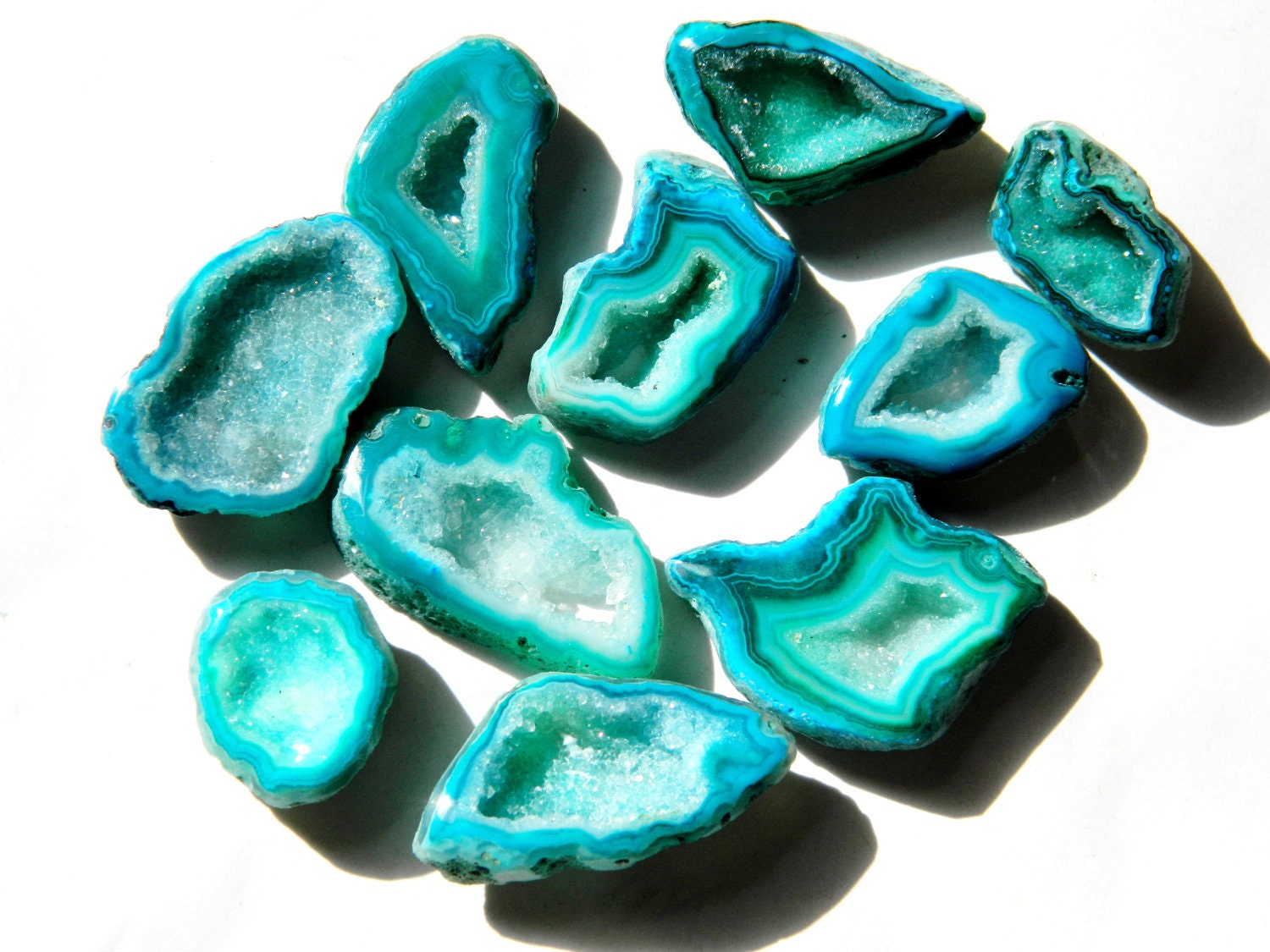 AAA Quality Neon Green Turquoise Druzy Agate Geode Slices.Drilled with A Hole for String