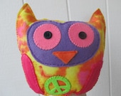 Felt Tie Dye Peace Owl- Electric Hot Colors