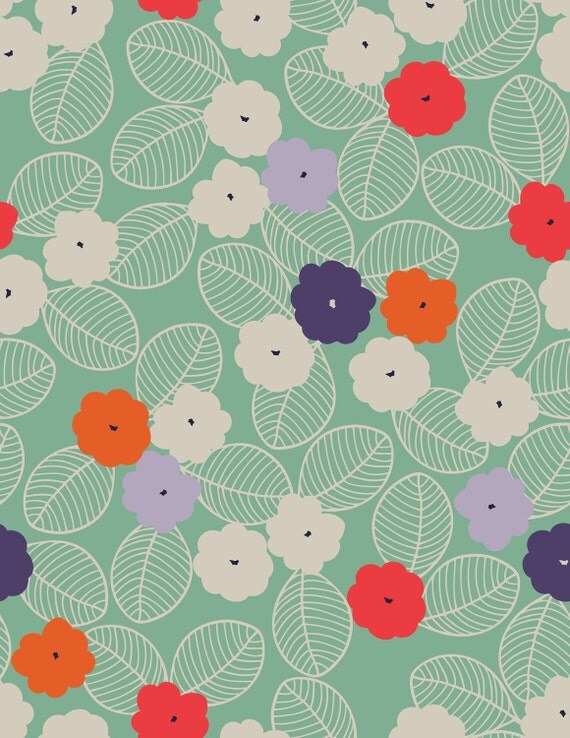 Custom 4ft. x 5ft. Mint Green and Poppy Floral Backdrop
