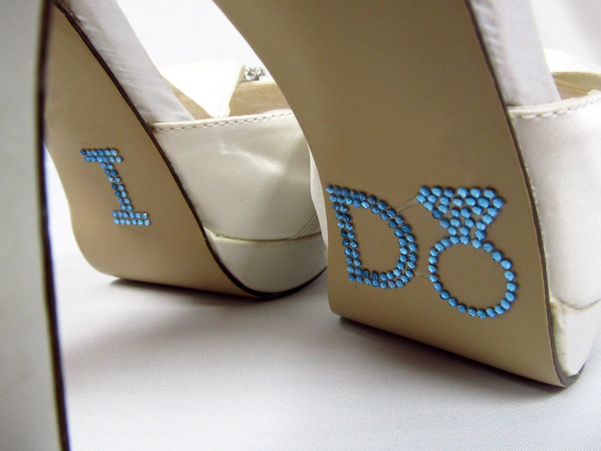 Blue Diamond Ring I Do Wedding Shoe Stickers by