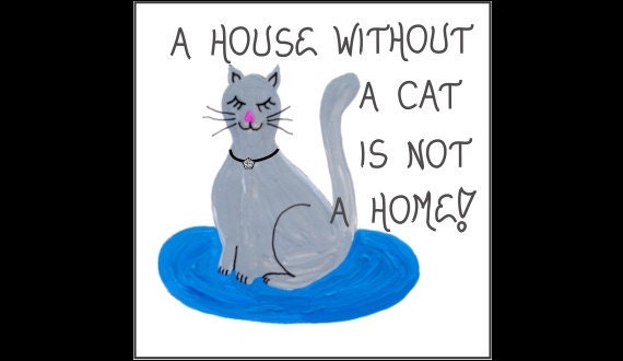 Magnet - Cat, Humorous quote, Gray kitty, rhinestone necklace, feline humor
