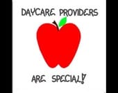 Daycare Provider Magnet - Day care message of thanks for those that do childcare.  Red apple, green leaf