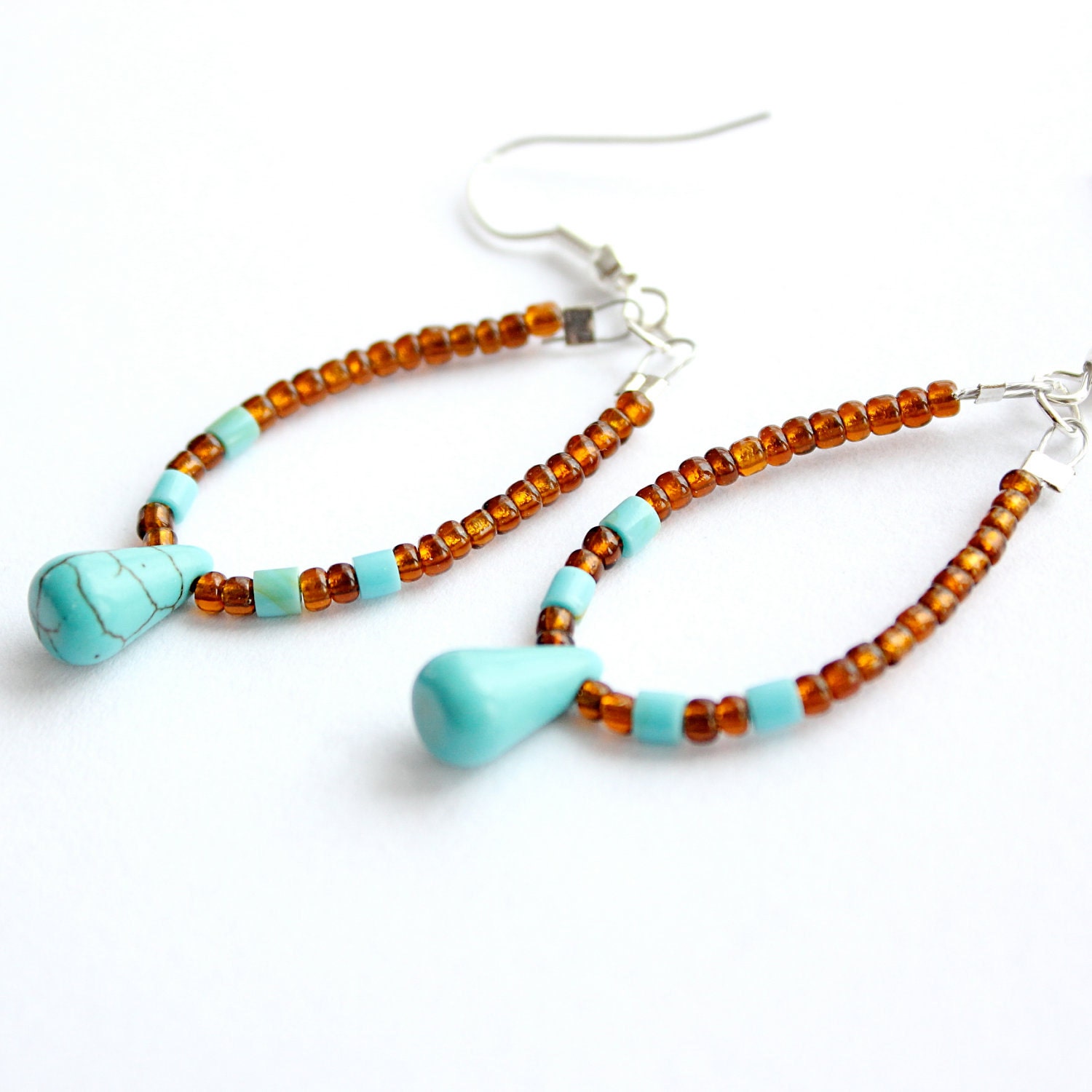 Seed Bead Hoops // Southwestern Hoops // Tribal Earrings