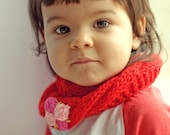 Girl's Neck Warmer Knit in Red with Flower - Toddler, Child