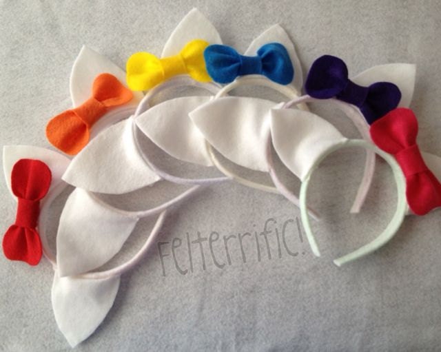 Big Party Pack- 15 Handmade Cat or Mouse Ears with Bow Headband