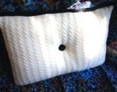 REcycled angora sweater PILLOW. Black and white.