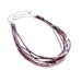 Cord Medium Necklace with Sliding Silver Plated Tubes