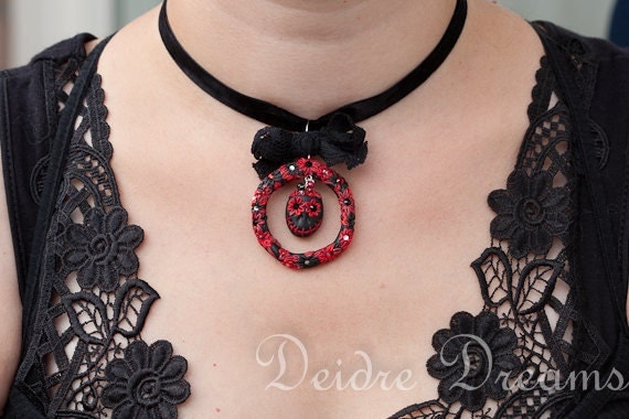 Reserved for Monica Black Velvet Choker - Polymer Clay Flowers Sugar Skull Pendant - Day of the Dead Dia de los Muertos - Halloween Jewelry