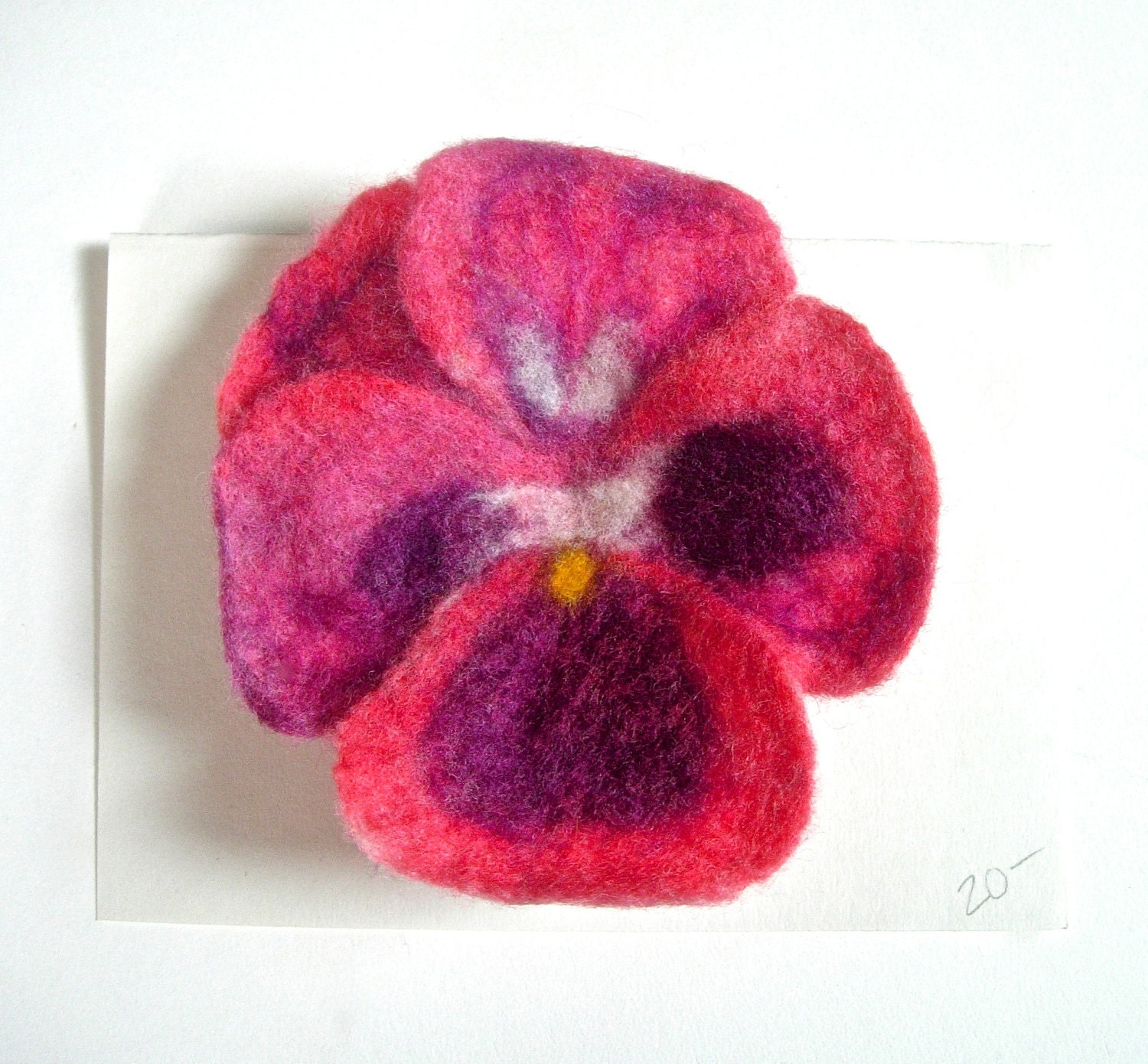 Pansy Needle and Wet Felted Flower Pin