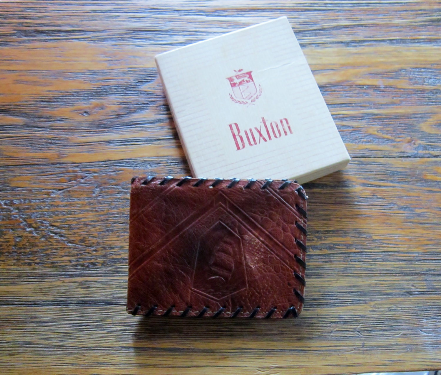 Vintage Buxton Leather Wallet Hand Tooled
