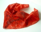 Red coral scarf with tree pattern - hand painted silk scarf, cardinal, red