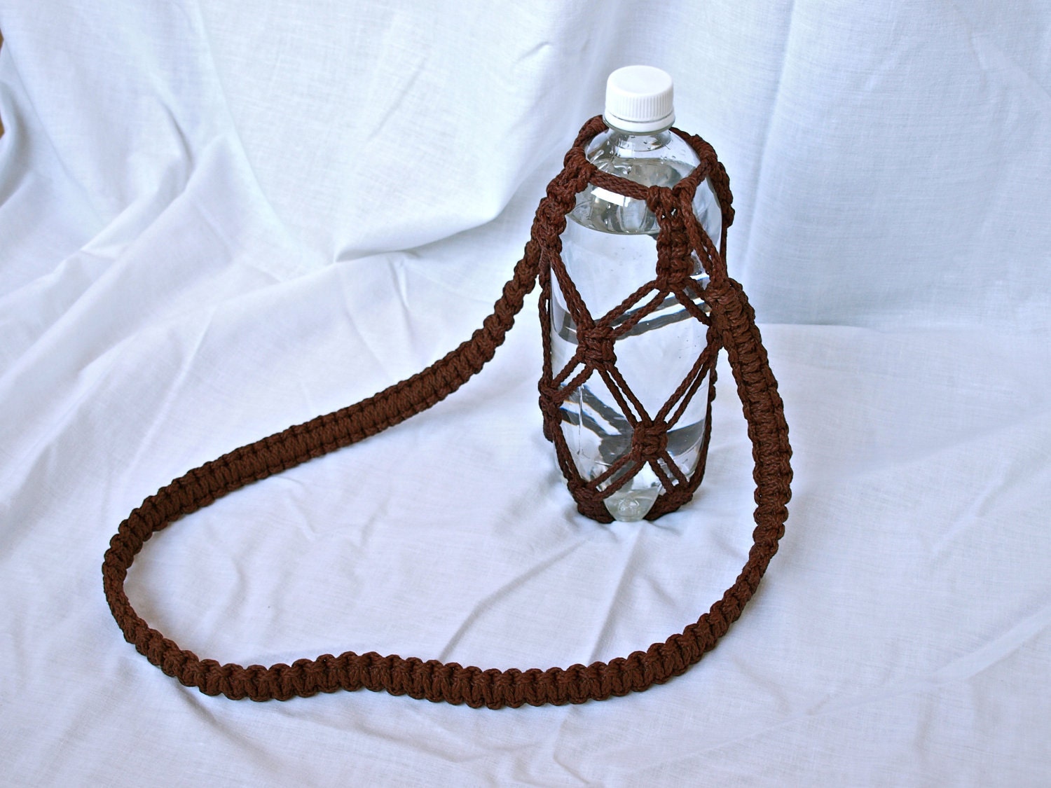 Macrame Water Bottle Holder in Brown by on Etsy