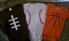 Adorable Sports Onesie Set - Football, Baseball and Basketball