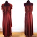 Vintage 1970s Dress Burnt Orange Maxi Sundress Gown with Coverup Small Boho Hippie