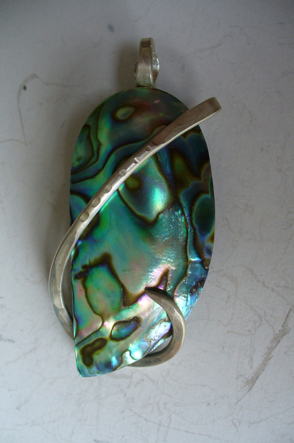 Abalone Shell  Sterling Silver Wrapped Pendant