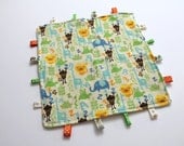 ABC Animals Baby Boy Lovie Blanket with Yellow Minky Fabric - Large Size (L0020)