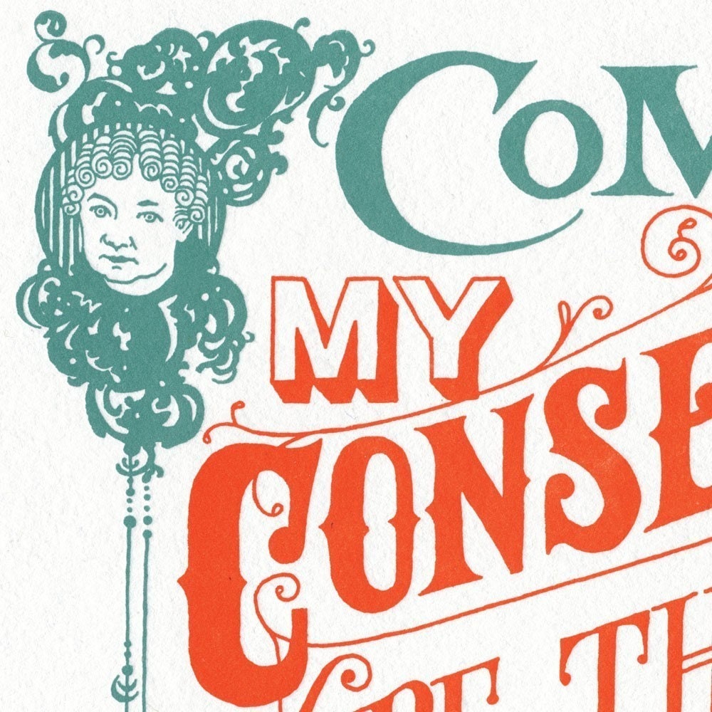COME COME oversized postcard featuring voting activist Elizabeth Cady Stanton