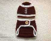 Newborn baby Football hat and diaper cover for newborn baby boy, crochet football beanie photography prop - MADE TO ORDER