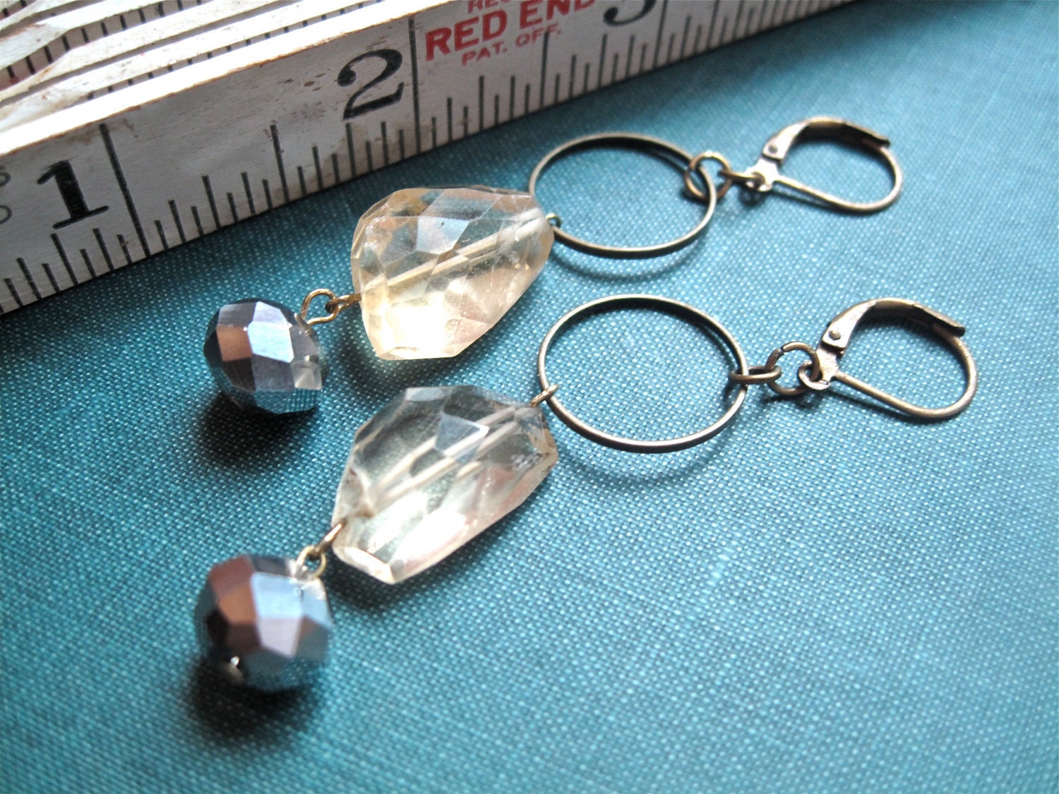 Soft Yellow Citrine and Sparkle Glass Dangles