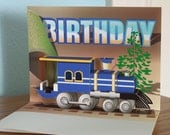 3D Popup Train engine Birthday card