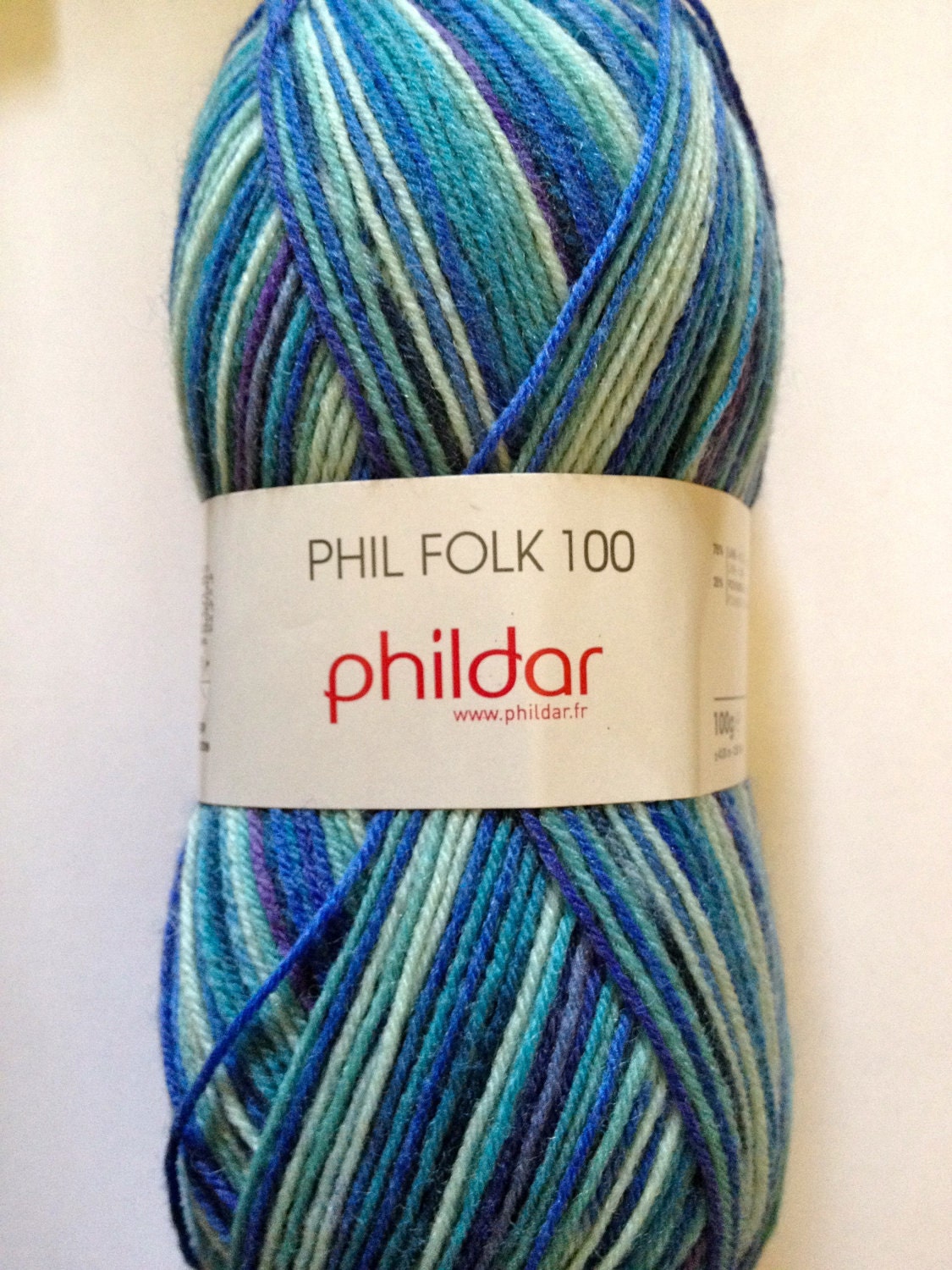 Folk Sock Yarn by Phildar, self patterning 100 gm shade 101
