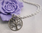 necklace---antique silver tree necklace---Z086