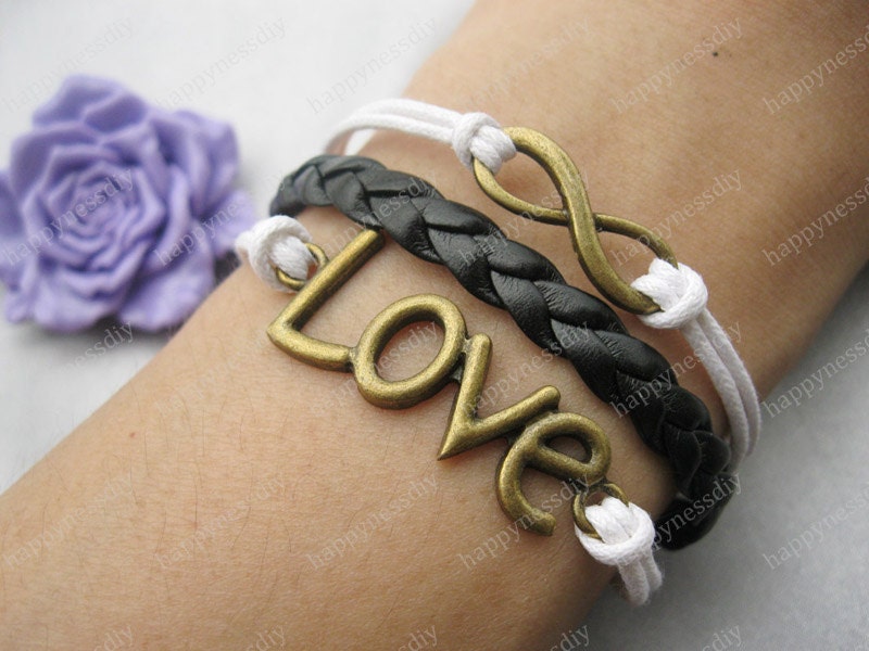 bracelet---karma bracelet,love bracelet,infinitywish bracelet,black braid bracelet---Z269