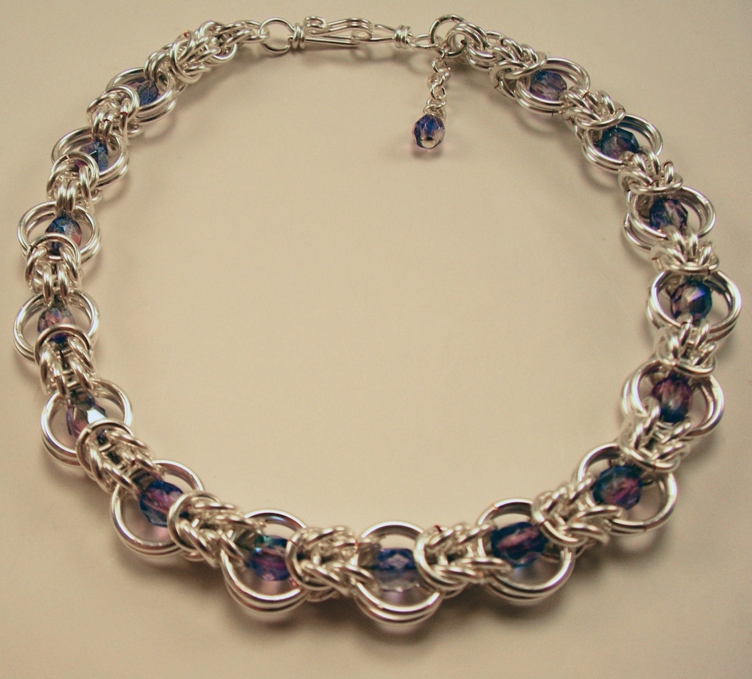 Celtic Byzantine Bead Bracelet - Sterling Silver Plate