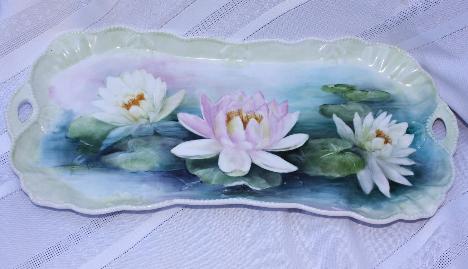 Dresser Tray with hand painted Water Lilies