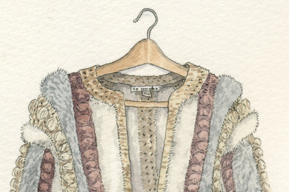 ORIGINAL Watercolor Illustration - Fake Fur Club Kid Sweater