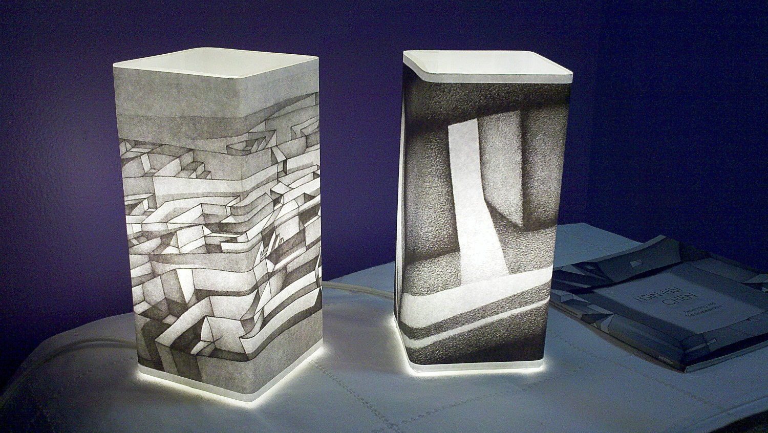 Artistic Table Lamps (2 styles): from original pencil drawing artwork