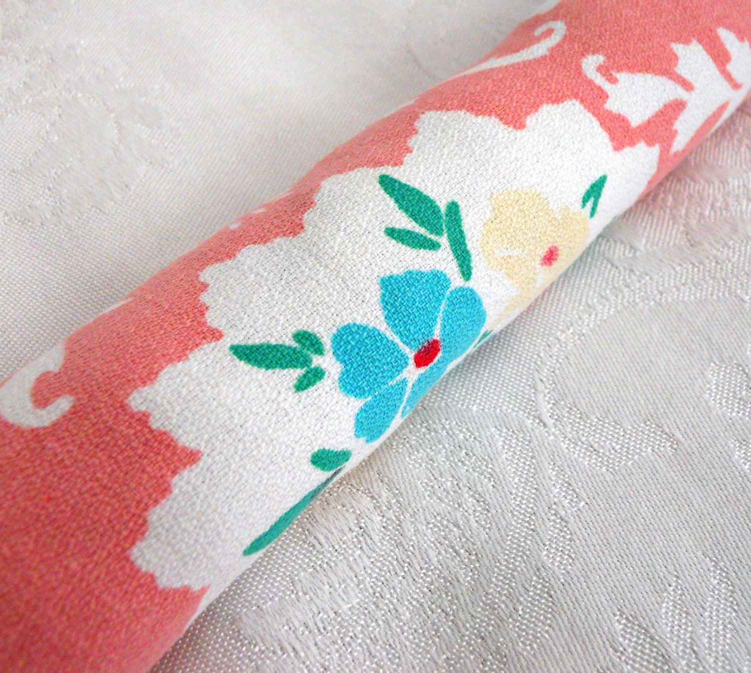 Vintage Fabric Catnip Cat Toy. Body Pillow.  Pink Floral.