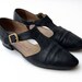 Vintage black leather reptile mary jane sandals