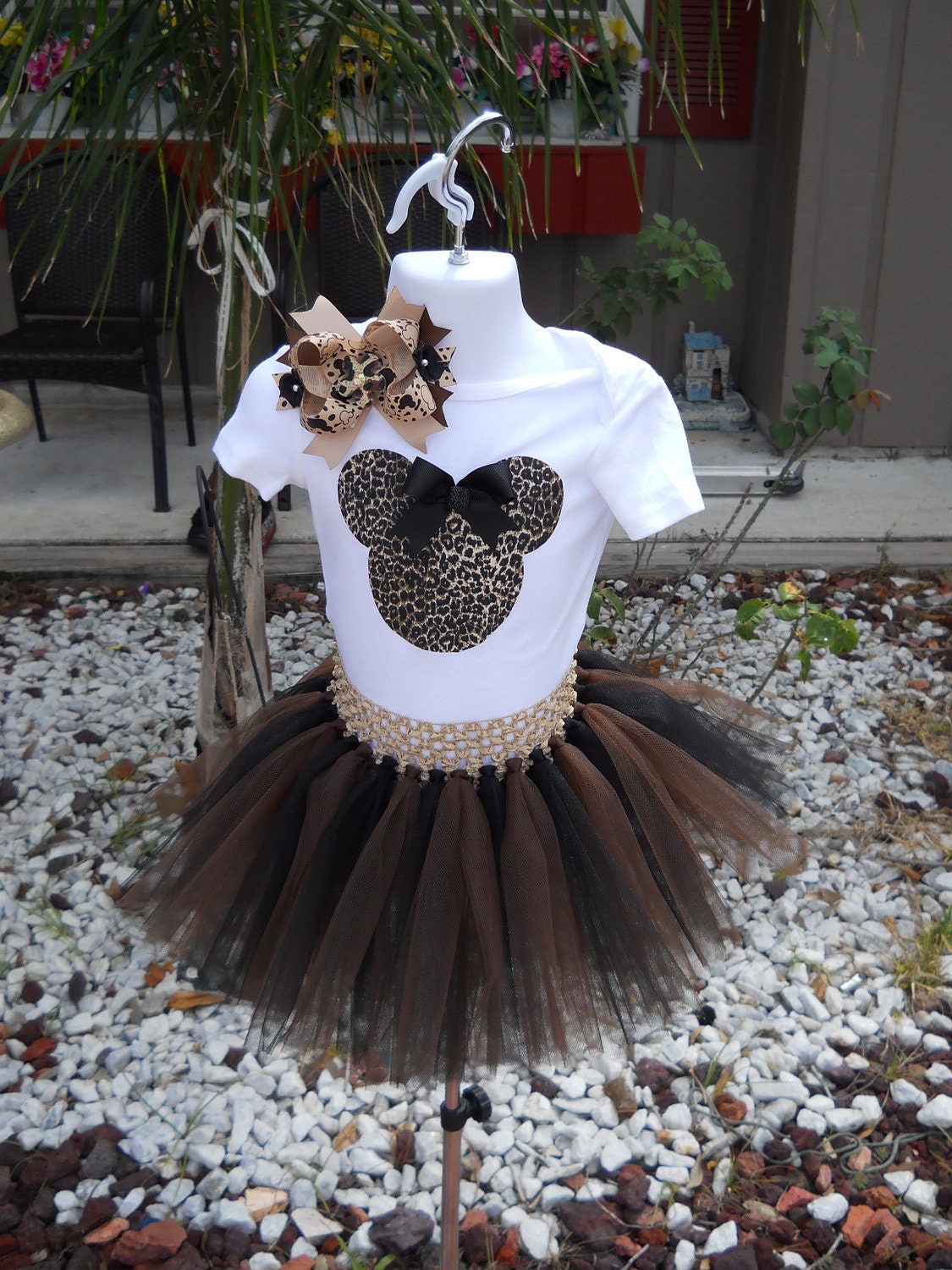 Cheetah Print Minnie mouse Tutu Set