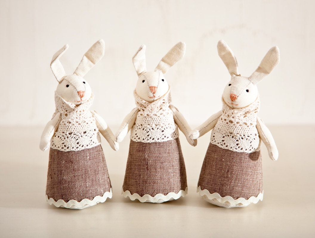 Set of 3. Rabbits handmade. Home Decor. Art. Decorative Toys For Room, Child's Room Decoration