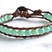 Beachy single wrap leather bracelet "Aqua", shabby chic bohemian bracelet