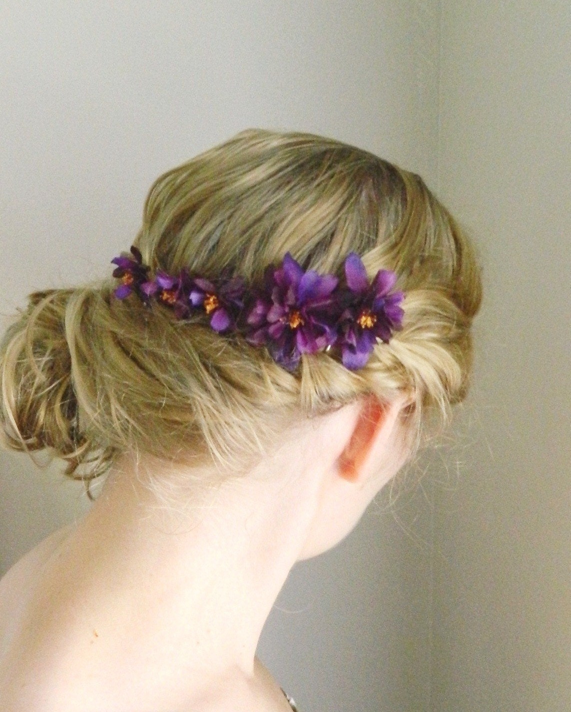 Purple Flower Bobby Pin Set - Woodland Flower Hair Accessory - Bride - Bridesmaid - Flower Girl