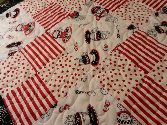 Tablerunner, Black, White, Red