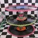 Record Coke Glass Cake & Cupcake Stand Retro Sock Hop 50s Rick Rack Party