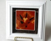 Red Tulip, Original Photo, White Wooden Shadowbox, Dark Brown Bamboo Tile