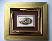 Shadowbox Jewelry Wall Art, Upcycled Vintage Costume Cameo Brooch in Recycled Gold Frame