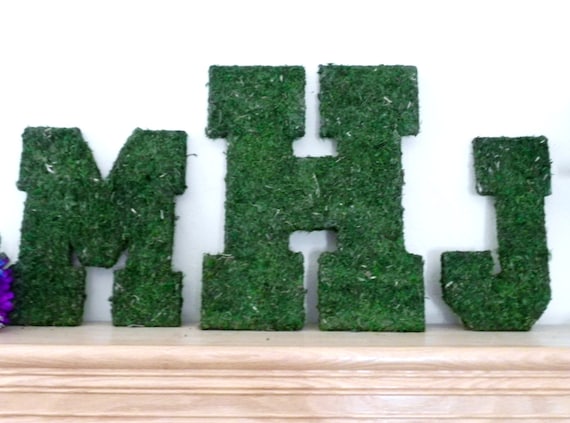 Moss Letters - Rustic Wedding- SET OF 3 pieces -Moss Monogram (Other Sizes available) A - Z